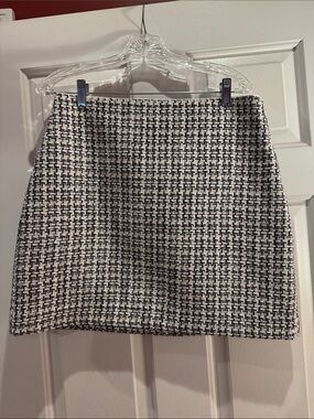 LOFT Black and White Tweed Mini Skirt